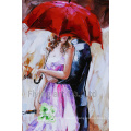 Modern Oil Painting for Lover Under Umbrella